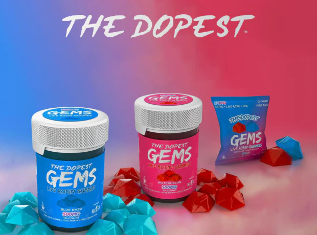 The Dopest: Watermelon Vs. Blue Razz Live Rosin Gummies Flavor